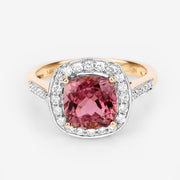 Bids.com 2.71 Carat Genuine Royal Pink Tourmaline and White Diamond 14K Yellow Gold Ring Rings Lavender size 7.00,size 6.00,size 8.00