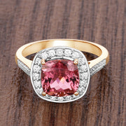 Bids.com 2.71 Carat Genuine Royal Pink Tourmaline and White Diamond 14K Yellow Gold Ring Rings Dim Gray size 7.00,size 6.00,size 8.00