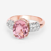 Bids.com 3.11 Carat Genuine Pink Tourmaline and White Diamond 14K Rose Gold Ring Rings Lavender size 7.00,size 6.00,size 8.00