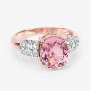 Bids.com 3.11 Carat Genuine Pink Tourmaline and White Diamond 14K Rose Gold Ring Rings Lavender size 7.00,size 6.00,size 8.00