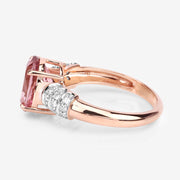 Bids.com 3.11 Carat Genuine Pink Tourmaline and White Diamond 14K Rose Gold Ring Rings White Smoke size 7.00,size 6.00,size 8.00