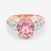 Bids.com 3.11 Carat Genuine Pink Tourmaline and White Diamond 14K Rose Gold Ring Rings Lavender size 7.00,size 6.00,size 8.00
