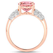 Bids.com 3.11 Carat Genuine Pink Tourmaline and White Diamond 14K Rose Gold Ring Rings White Smoke size 7.00,size 6.00,size 8.00