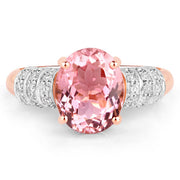 Bids.com 3.11 Carat Genuine Pink Tourmaline and White Diamond 14K Rose Gold Ring Rings White Smoke size 7.00,size 6.00,size 8.00