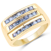 Bids.com 14K Yellow Gold Plated 1.05 Carat Genuine Blue Sapphire .925 Sterling Silver Ring Rings White Smoke size 7.00,size 6.00,size 8.00,size 9.00