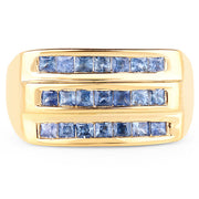 Bids.com 14K Yellow Gold Plated 1.05 Carat Genuine Blue Sapphire .925 Sterling Silver Ring Rings Bisque size 7.00,size 6.00,size 8.00,size 9.00