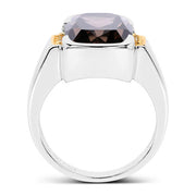 Bids.com Two Tone Plated 5.51 Carat Genuine Smoky Quartz and White Topaz .925 Sterling Silver Ring Rings White Smoke size 6.00,size 8.00,size 7.00,size 9.00