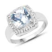 Bids.com 2.46 Carat Genuine Blue Topaz and White Topaz .925 Sterling Silver Ring Rings White Smoke size 6.00,size 7.00,size 8.00,size 9.00