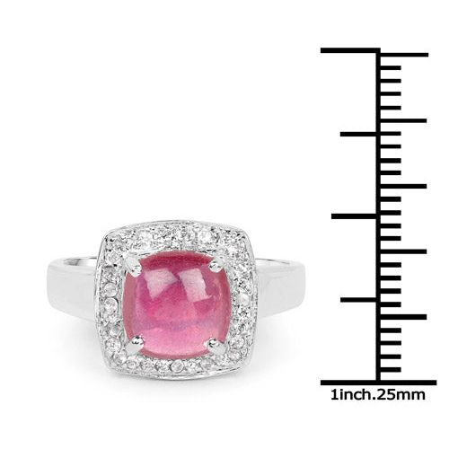 Bids.com 3.31 Carat Glass Filled Ruby and White Topaz .925 Sterling Silver Ring Rings White Smoke size 7.00,size 6.00,size 8.00,size 9.00