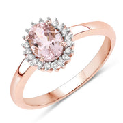 Bids.com 0.81 Carat Genuine Morganite and White Diamond 14K Rose Gold Ring Rings White Smoke size 7.00,size 6.00,size 8.00,size 9.00