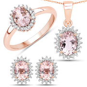 Bids.com 0.81 Carat Genuine Morganite and White Diamond 14K Rose Gold Ring Rings White Smoke size 7.00,size 6.00,size 8.00,size 9.00