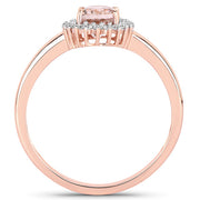 Bids.com 0.81 Carat Genuine Morganite and White Diamond 14K Rose Gold Ring Rings White Smoke size 7.00,size 6.00,size 8.00,size 9.00