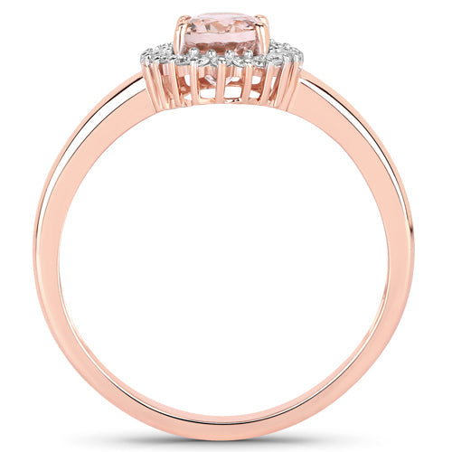 Bids.com 0.81 Carat Genuine Morganite and White Diamond 14K Rose Gold Ring Rings White Smoke size 7.00,size 6.00,size 8.00,size 9.00