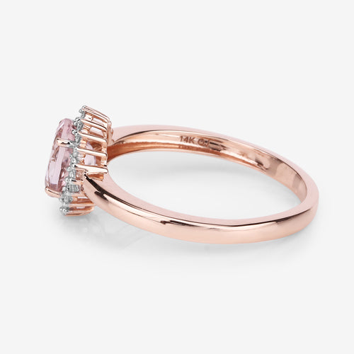 Bids.com 0.81 Carat Genuine Morganite and White Diamond 14K Rose Gold Ring Rings White Smoke size 7.00,size 6.00,size 8.00,size 9.00