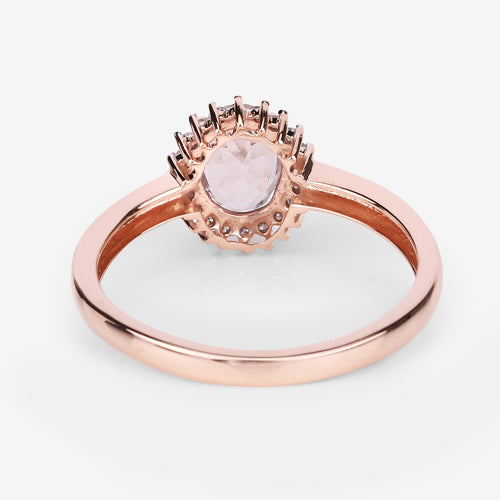 Bids.com 0.81 Carat Genuine Morganite and White Diamond 14K Rose Gold Ring Rings White Smoke size 7.00,size 6.00,size 8.00,size 9.00