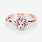 Bids.com 0.81 Carat Genuine Morganite and White Diamond 14K Rose Gold Ring Rings Lavender size 7.00,size 6.00,size 8.00,size 9.00