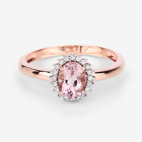 Bids.com 0.81 Carat Genuine Morganite and White Diamond 14K Rose Gold Ring Rings Lavender size 7.00,size 6.00,size 8.00,size 9.00