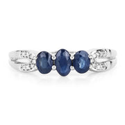 Bids.com 0.73 Carat Genuine Blue Sapphire and White Diamond 14K White Gold Ring Rings White Smoke size 6.00,size 7.00,size 8.00