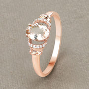 Bids.com 0.75 Carat Genuine Morganite and White Diamond 14K Rose Gold Ring Rings Dark Gray size 7.00,size 5.00,size 6.00,size 8.00,size 9.00,size 7.50
