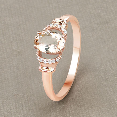 Bids.com 0.75 Carat Genuine Morganite and White Diamond 14K Rose Gold Ring Rings Dark Gray size 7.00,size 5.00,size 6.00,size 8.00,size 9.00,size 7.50