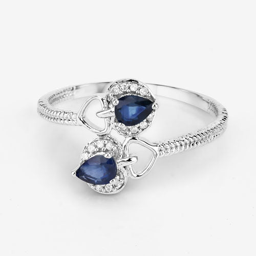 Bids.com 0.34 Carat Genuine Blue Sapphire and White Diamond 14K White Gold Ring Rings Lavender size 5.00,size 6.00,size 7.00,size 8.00,size 9.00