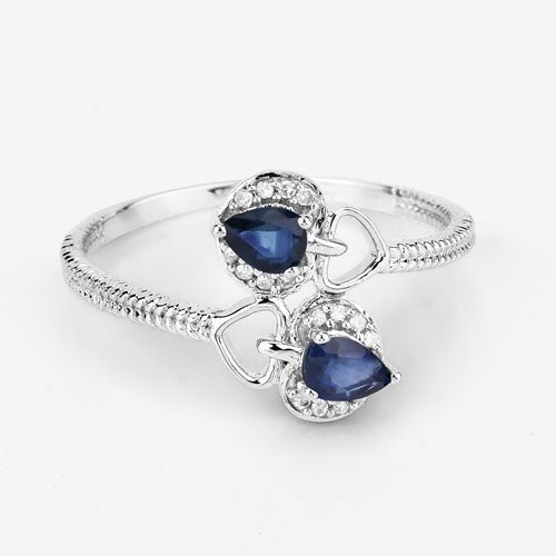 Bids.com 0.34 Carat Genuine Blue Sapphire and White Diamond 14K White Gold Ring Rings Lavender size 5.00,size 6.00,size 7.00,size 8.00,size 9.00