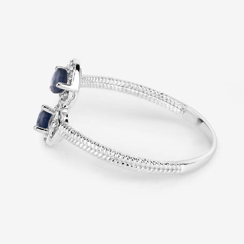 Bids.com 0.34 Carat Genuine Blue Sapphire and White Diamond 14K White Gold Ring Rings White Smoke size 5.00,size 6.00,size 7.00,size 8.00,size 9.00