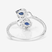 Bids.com 0.34 Carat Genuine Blue Sapphire and White Diamond 14K White Gold Ring Rings White Smoke size 5.00,size 6.00,size 7.00,size 8.00,size 9.00