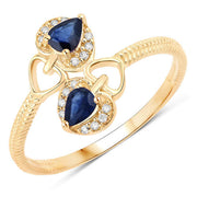 Bids.com 0.34 Carat Genuine Blue Sapphire and White Diamond 14K Yellow Gold Ring Rings White Smoke size 5.00,size 6.00,size 7.00,size 8.00,size 9.00
