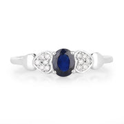 Bids.com 0.44 Carat Genuine Blue Sapphire and White Diamond 14K White Gold Ring Rings White Smoke size 5.00,size 6.00,size 7.00,size 8.00,size 9.00