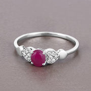 Bids.com 0.36 Carat Genuine Ruby and White Diamond 14K White Gold Ring Rings Light Slate Gray size 5.00,size 6.00,size 7.00,size 8.00,size 9.00