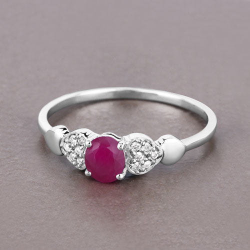 Bids.com 0.36 Carat Genuine Ruby and White Diamond 14K White Gold Ring Rings Light Slate Gray size 5.00,size 6.00,size 7.00,size 8.00,size 9.00