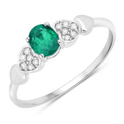Bids.com 0.36 Carat Genuine Zambian Emerald and White Diamond 14K White Gold Ring Rings White Smoke size 5.00,size 6.00,size 7.00,size 8.00,size 9.00