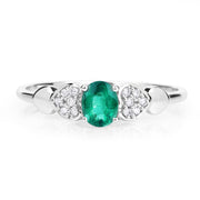 Bids.com 0.36 Carat Genuine Zambian Emerald and White Diamond 14K White Gold Ring Rings White Smoke size 5.00,size 6.00,size 7.00,size 8.00,size 9.00