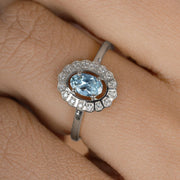 Bids.com 0.44 Carat Genuine Aquamarine and White Diamond 14K White Gold Ring Rings Rosy Brown size 7.00,size 5.00,size 6.00,size 8.00,size 9.00
