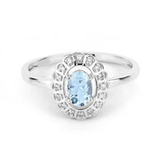 Bids.com 0.44 Carat Genuine Aquamarine and White Diamond 14K White Gold Ring Rings White Smoke size 7.00,size 5.00,size 6.00,size 8.00,size 9.00