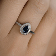 Bids.com 0.48 Carat Genuine Blue Sapphire and White Diamond 14K White Gold Ring Rings Rosy Brown size 5.00,size 6.00,size 7.00,size 8.00,size 9.00