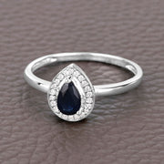 Bids.com 0.48 Carat Genuine Blue Sapphire and White Diamond 14K White Gold Ring Rings Dim Gray size 5.00,size 6.00,size 7.00,size 8.00,size 9.00