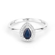 Bids.com 0.48 Carat Genuine Blue Sapphire and White Diamond 14K White Gold Ring Rings White Smoke size 5.00,size 6.00,size 7.00,size 8.00,size 9.00
