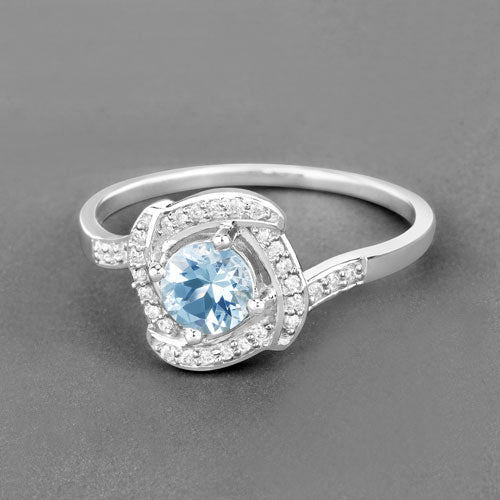 Bids.com 0.46 Carat Genuine Aquamarine and White Diamond 14K White Gold Ring Rings Dim Gray size 7.00,size 5.00,size 6.00,size 8.00,size 9.00