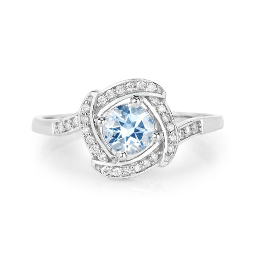 Bids.com 0.46 Carat Genuine Aquamarine and White Diamond 14K White Gold Ring Rings White Smoke size 7.00,size 5.00,size 6.00,size 8.00,size 9.00