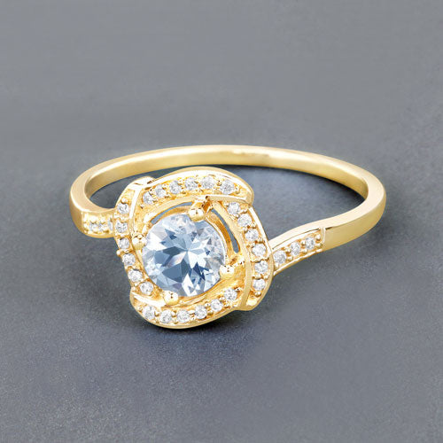 Bids.com 0.46 Carat Genuine Aquamarine and White Diamond 14K Yellow Gold Ring Rings Slate Gray size 7.00,size 5.00,size 6.00,size 8.00,size 9.00