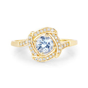 Bids.com 0.46 Carat Genuine Aquamarine and White Diamond 14K Yellow Gold Ring Rings White Smoke size 7.00,size 5.00,size 6.00,size 8.00,size 9.00