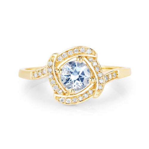 Bids.com 0.46 Carat Genuine Aquamarine and White Diamond 14K Yellow Gold Ring Rings White Smoke size 7.00,size 5.00,size 6.00,size 8.00,size 9.00