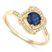 Bids.com 0.73 Carat Genuine Blue Sapphire and White Diamond 14K Yellow Gold Ring Rings White Smoke size 5.00,size 6.00,size 7.00,size 8.00,size 9.00