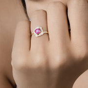 Bids.com 0.63 Carat Genuine Ruby and White Diamond 14K Yellow Gold Ring Rings Tan size 5.00,size 6.00,size 7.00,size 8.00,size 9.00