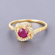 Bids.com 0.63 Carat Genuine Ruby and White Diamond 14K Yellow Gold Ring Rings Dark Gray size 5.00,size 6.00,size 7.00,size 8.00,size 9.00