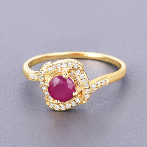 Bids.com 0.63 Carat Genuine Ruby and White Diamond 14K Yellow Gold Ring Rings Dark Gray size 5.00,size 6.00,size 7.00,size 8.00,size 9.00