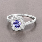 Bids.com 0.55 Carat Genuine Tanzanite and White Diamond 14K White Gold Ring Rings Rosy Brown size 5.00,size 6.00,size 7.00,size 8.00,size 9.00