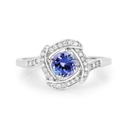 Bids.com 0.55 Carat Genuine Tanzanite and White Diamond 14K White Gold Ring Rings White Smoke size 5.00,size 6.00,size 7.00,size 8.00,size 9.00